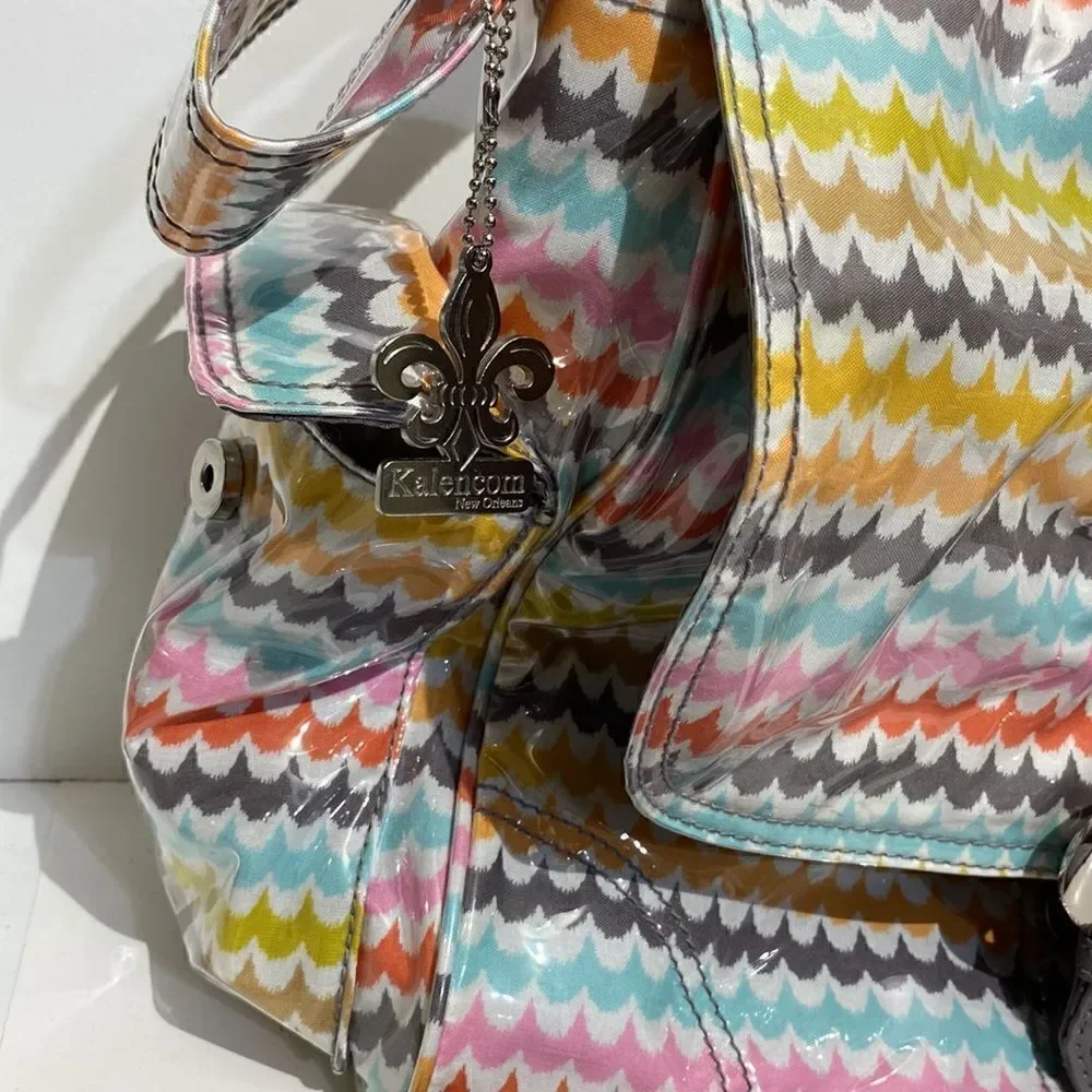 Kalencom New‎ Orleans Diaper Bag Set Chevron Wave Laminated Multicolor NWT